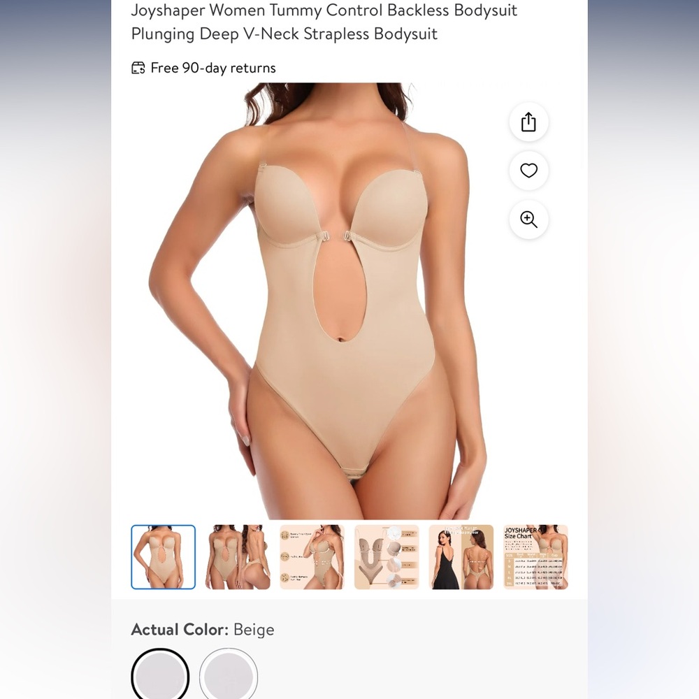 Small Women’s Tummy Control Backless Bodysuit Plunging Deep V Neck Strapless